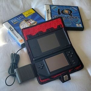 Nintendo DS lite with charger, case and 2 bonus games